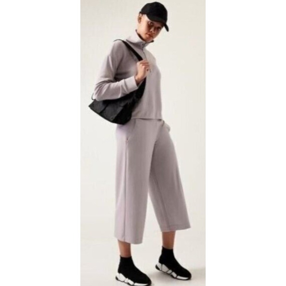 Athleta Seasoft Wide Leg Pant Crop Cropped Tinsel‎ Purple Gray XXS Modal 882621